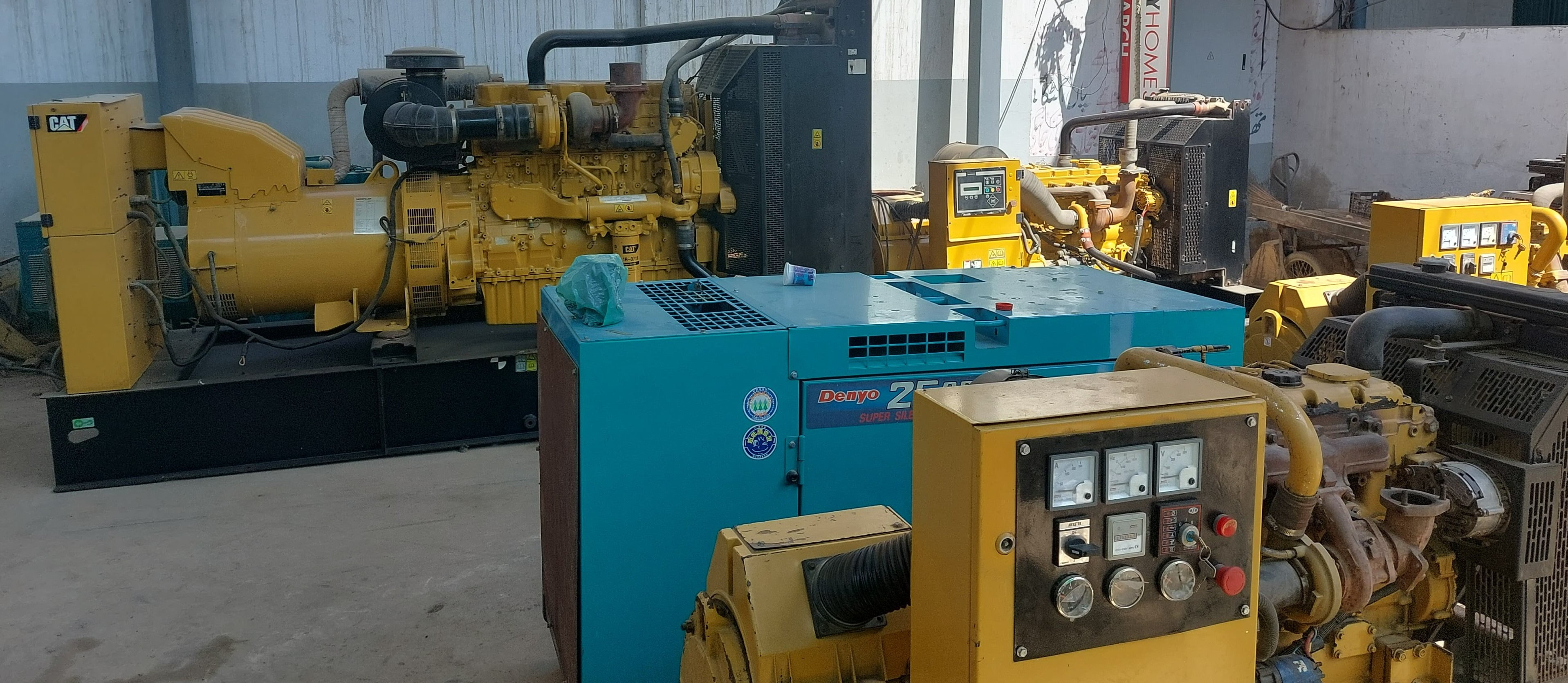 Various generators displayed for rent in Hudson Engineering Workshop